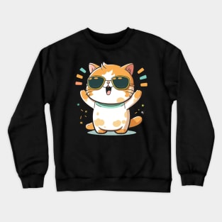 Cute ginger cat wearing sunglasses Crewneck Sweatshirt